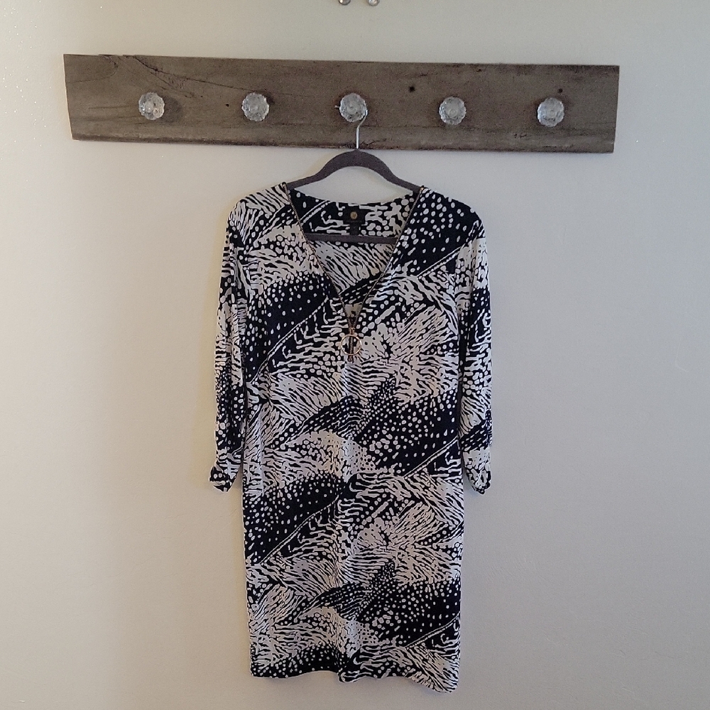 NWOT JM Collection Monochrome Long Sleeve Dress SZ MED